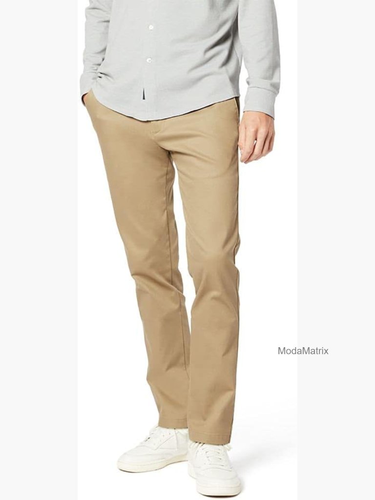 Men's Slim Fit Signature Khaki Lux Cotton Stretch Dress Pants - Size 34x34